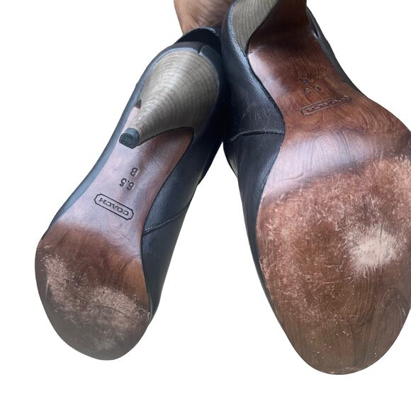 Coach Legra Black Soft Genuine Leather Fringe Tassel Heeled Midi Boots - Picture 8 of 10